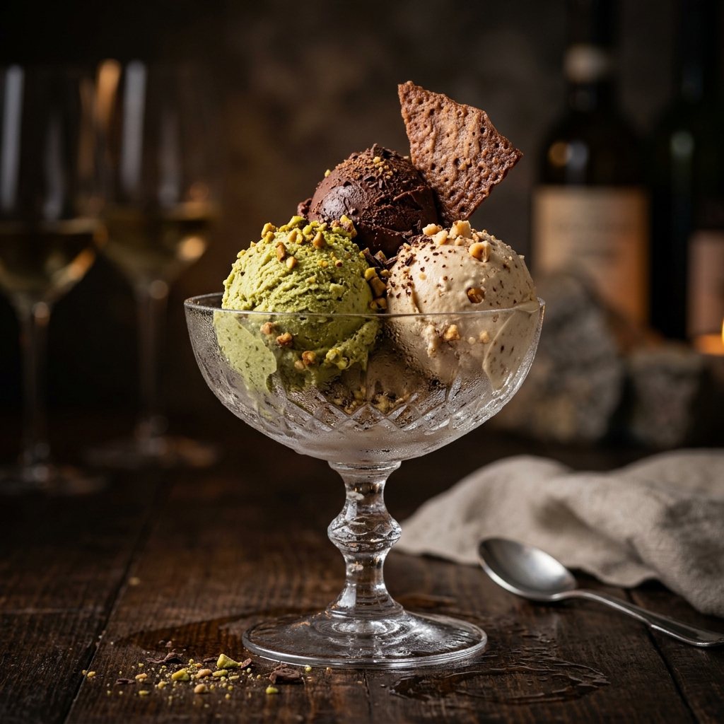 Hausgemachtes italienisches Eis im Glas
